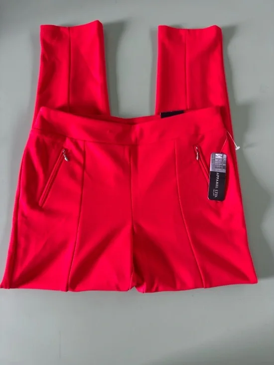 SOHO Apparel Red Slim Ankle Pants Zip Pocket Stretch Career Chic Size M NWT - Picture 3 of 13